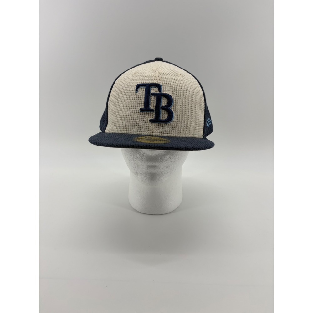 New Era 59FIFTY Hat Mens 8 Navy Blue Cream Tampa Bay Rays‎ Thermal Waffle Knit